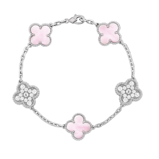 Silberrosa | Kleeblatt-Diamant-Armband